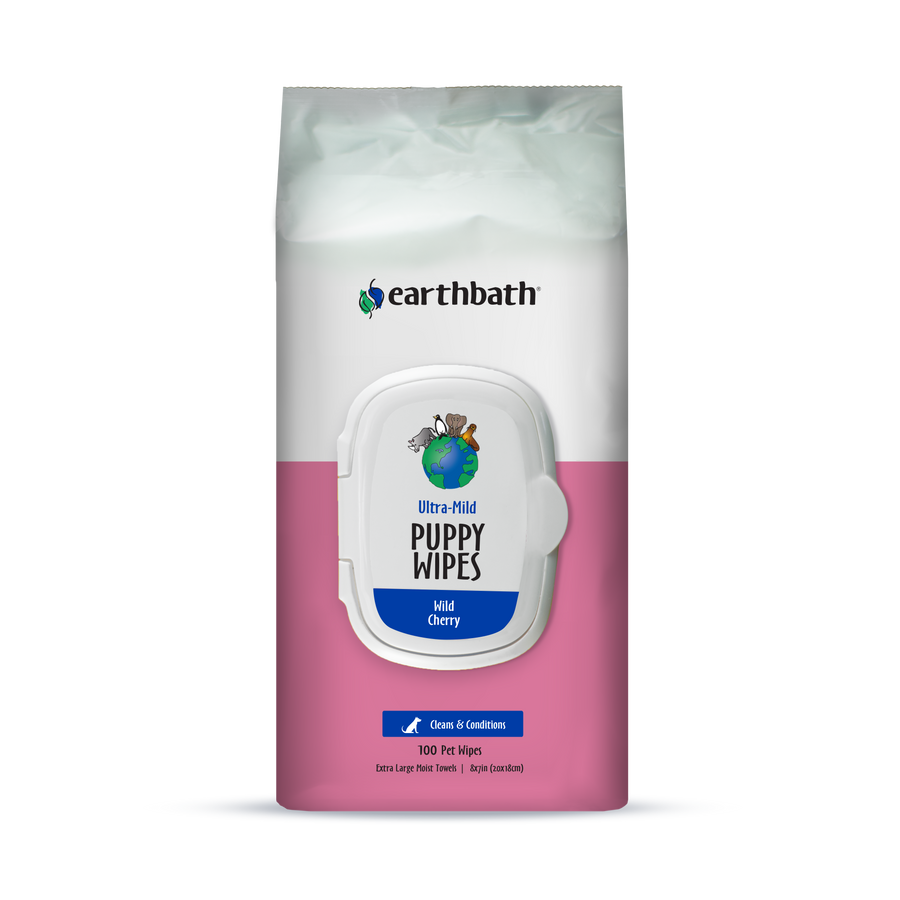 EARTHBATH NEW Ultra-Mild Puppy Wipes, Wild Cherry 100ct