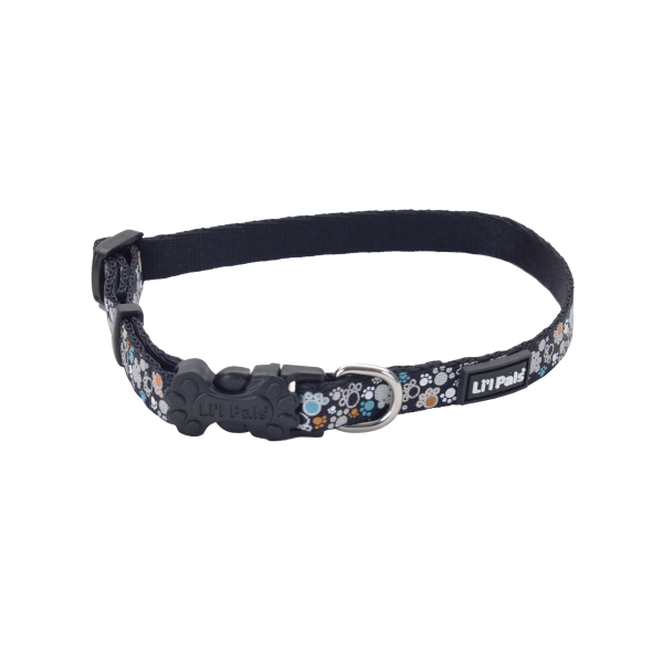 BTO Li&#39;l Pals Reflective Collar Teal Orange Paws 3/8x8-12&quot;