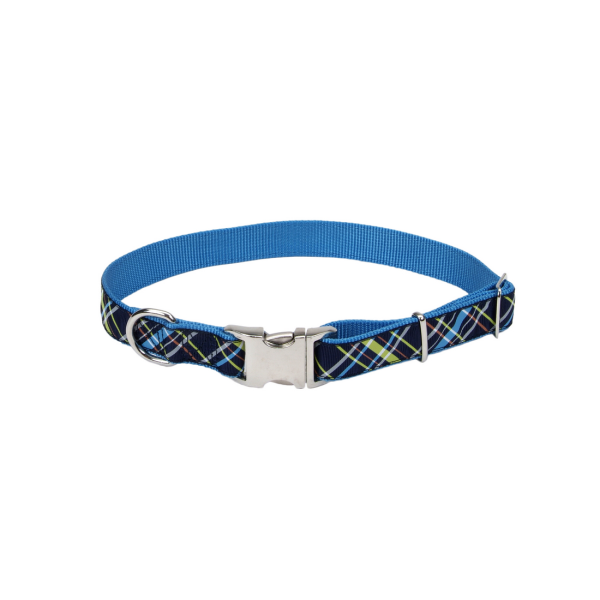 BTO PetAttireRibbon Adj Nyl Collar w/Buckle 1x28&quot; Navy P