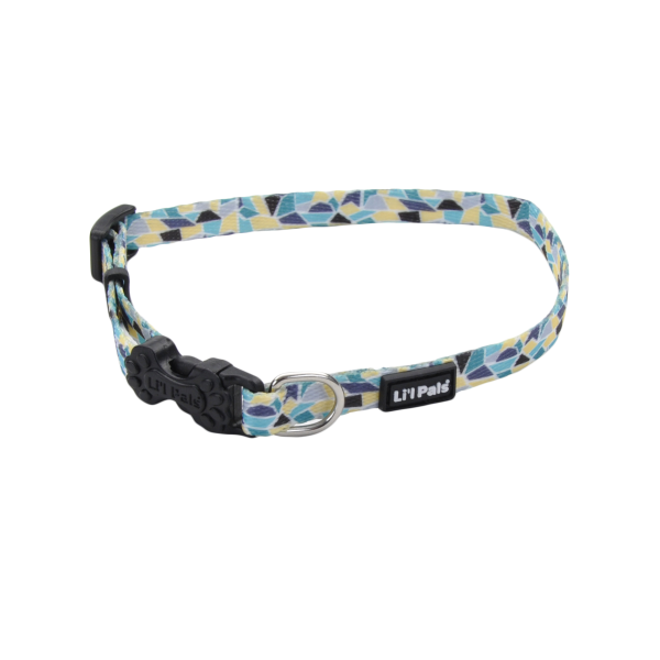 Li&#39;l Pals Collar Dog Teal/Yellow/Grey 5/16x6-8&quot;