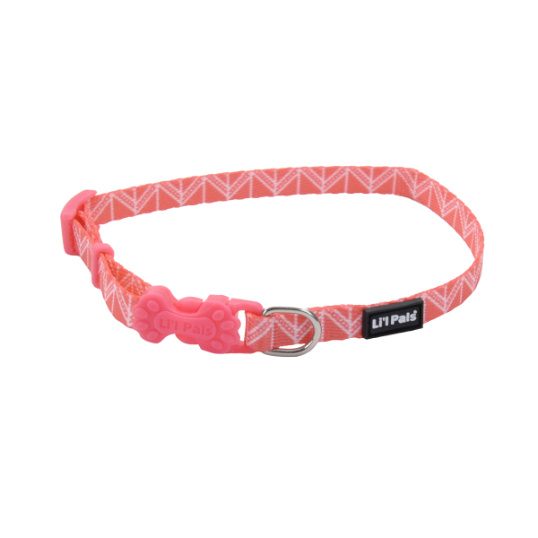 Li&#39;l Pals Collar Dog Pink Tribal Chevron 5/16x8-12&quot;