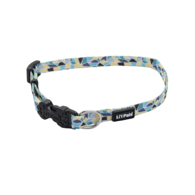 Li'l Pals Collar Dog Pink Teal/Yellow/Grey 5/16x8-12"