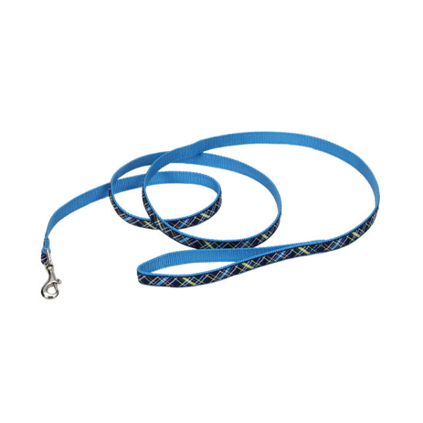 BTO PetAttireRibbon Nyl Leash 5/8&quot; x 6&#39; Navy Plaid