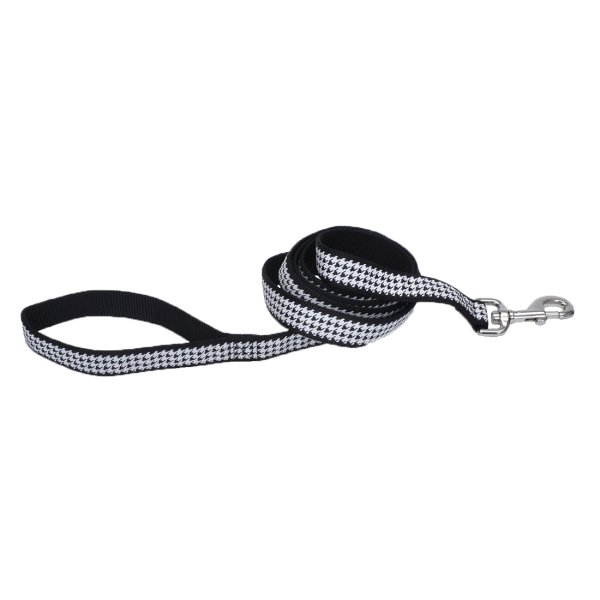 BTO Pet Attire Ribbon Nylon Leash 1&quot;x6&#39; Hounds Tooth