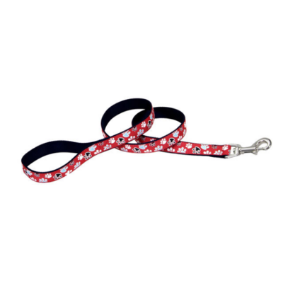 PetAttireRibbon Nyl Leash 5/8&quot; x 6&#39; Red with Paw