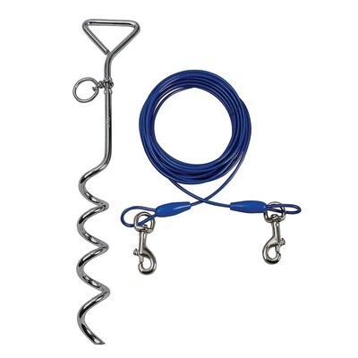 Medium Tie out Cable and Spiral Stake 25 ft