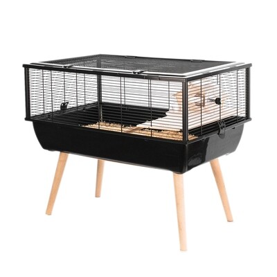 DSC Neo Nigha Small Pet Cage - Narrow Bars (9 mm) - Black with Black Wire - 78 x 48 x 36 cm