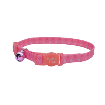 Safecat Fashion Bkwy Collar 12&quot; Pink Dots