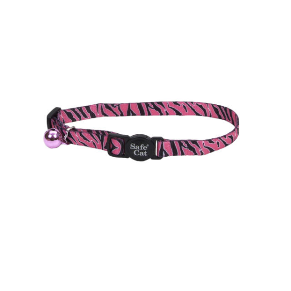 Safecat Fashion Bkwy Collar 12&quot; Pink Zebra