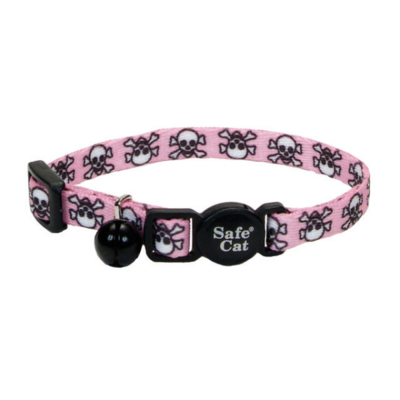 Li&#39;l Pals Kitten Adj Bkwy Collar 5/16x6-8&quot; Pink Skulls