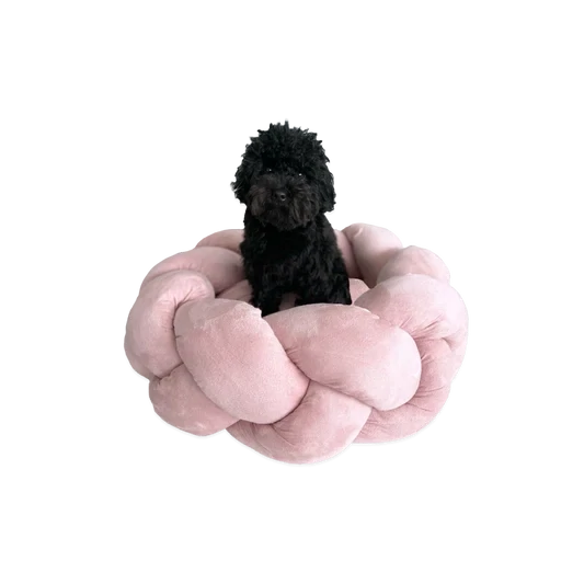 Goo-Eez Suede Braided Round Bed, Colour: Pink