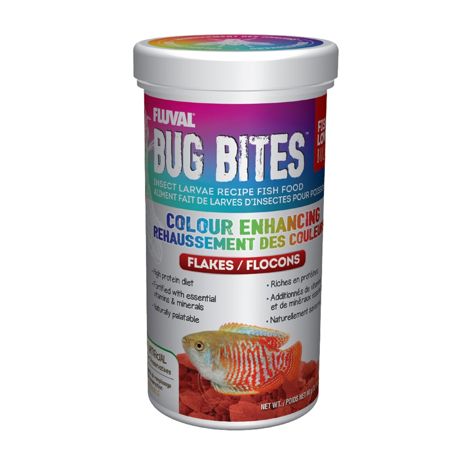 Fluval - Bug Bites Color Enhancing Flakes, Size: Fluval - Bug Bites Color Enhancing Flakes, 90 g
