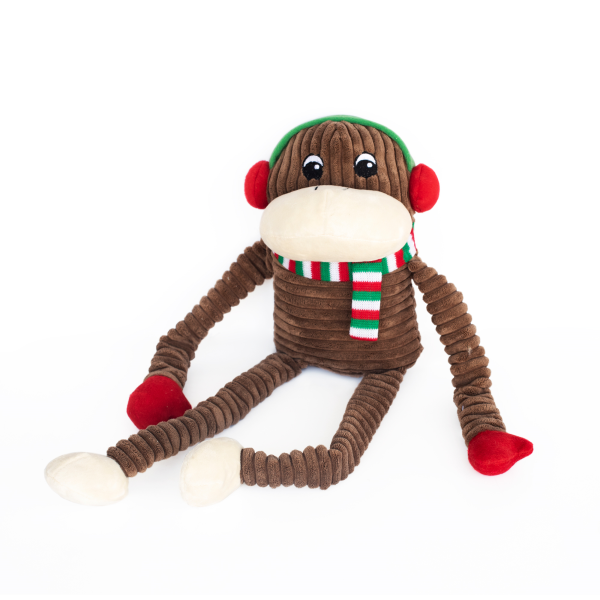 ZippyPaws Holiday Crinkle Monkey Extra Large