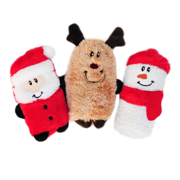 ZippyPaws Holiday Squeakie Buddies Santa, Reindeer, Snowman 3 pc