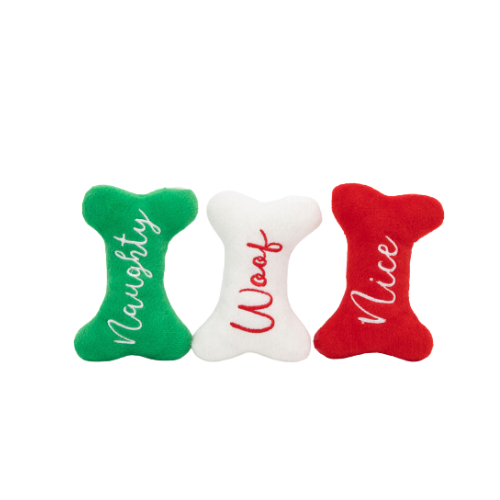 ZippyPaws Holiday Miniz Naughty and Nice Bones 3 pc