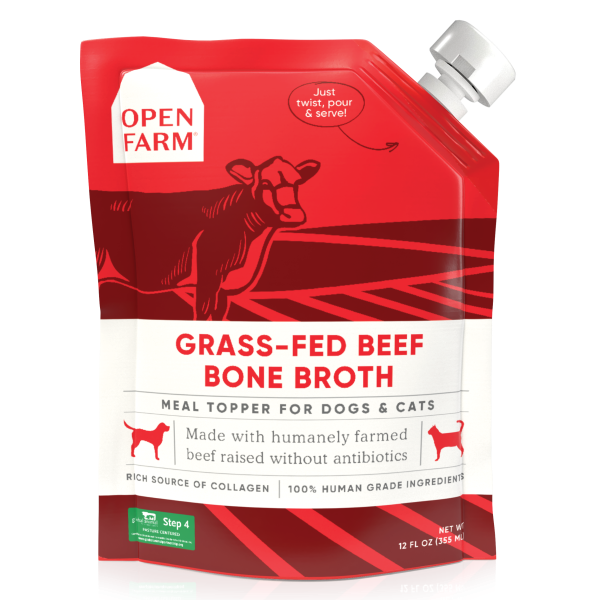Open Farm Dog/Cat Bone Broth Topper Gras-Fed Beef 12oz