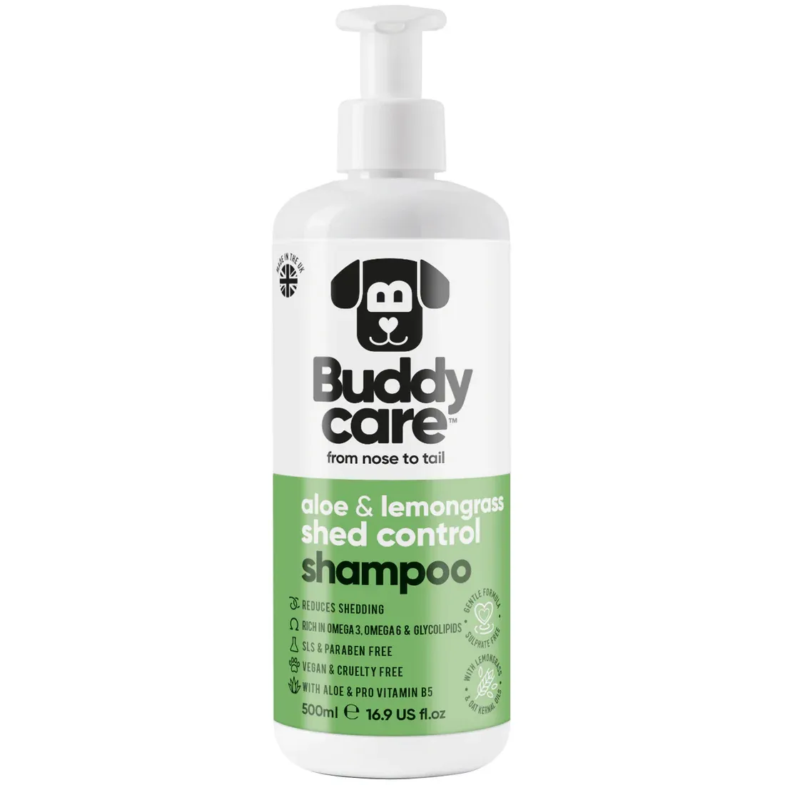 Buddy Care - Dog Shampoo - Shed Control Aloe &amp; Lemongrass - 16.9 fl oz