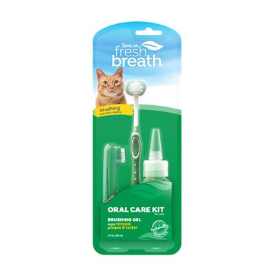 TropiClean Fresh Breath Oral Care Brushing Kit for Cats 2oz