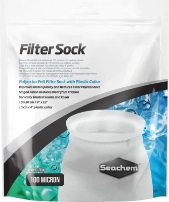 Polyester Felt Filter Sock with Plastic Collar 100 Micron - 7" x 16"