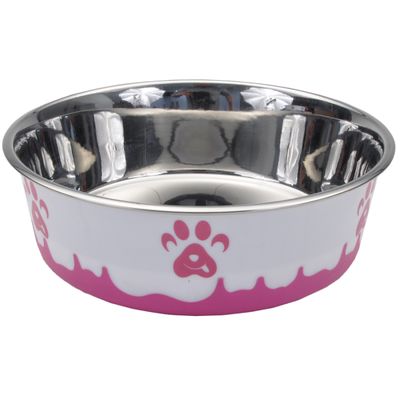 DSC Maslow Design Bowl Paw Pink/White 28 oz