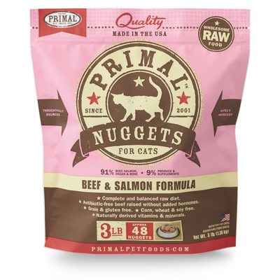 Primal | Cat Raw Beef Salmon Nuggets 3 lb