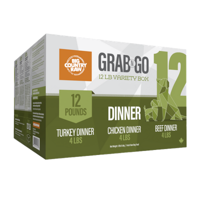 BCR Grab N Go Dinner Raw Dog Food Variety Box 12 lb