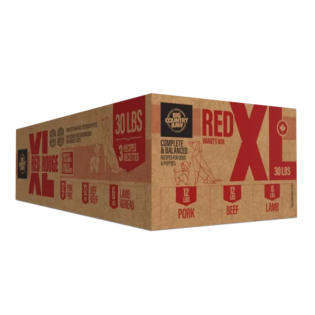 BCR XL Red Raw Dog Food Variety Box 30 lb