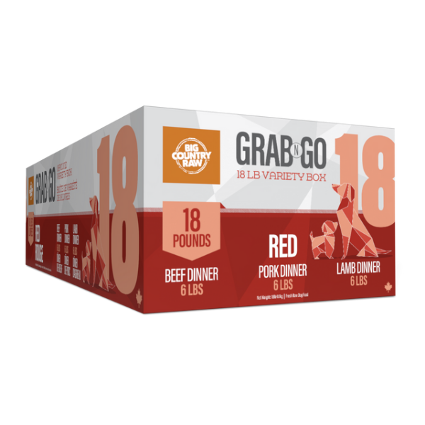 BCR Grab N Go Red Raw Dog Food Variety Box 18 lb