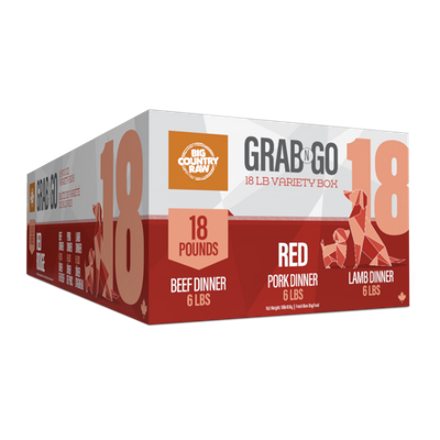 BCR Grab N Go Red Raw Dog Food Variety Box 18 lb