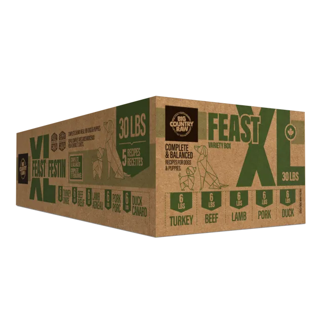 BCR XL Feast Raw Dog Food Variety Box 30 lb