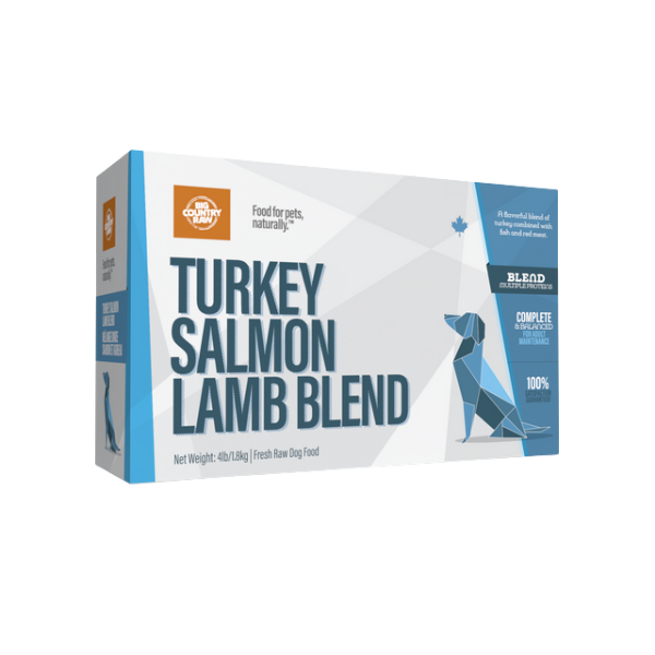 BCR Turkey Salmon Lamb Blend Raw Dog Food 4 lb