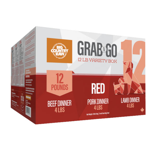 BCR Grab N Go Red Raw Dog Food Variety Box 12 lb