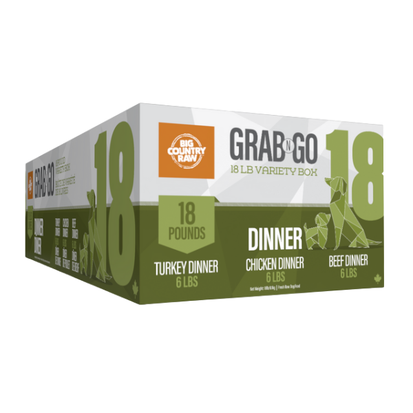 BCR Grab N Go Dinner Raw Dog Food Variety Box 18 lb