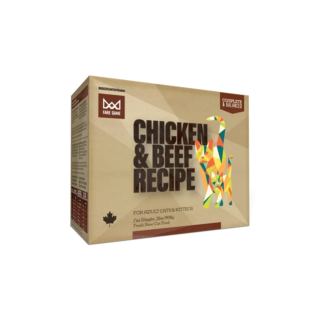 BCR Fare Game Chicken &amp; Beef Raw Cat Food 2 lb
