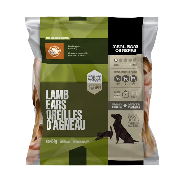 BCR Lamb Ears Raw Meaty Bones 1 lb