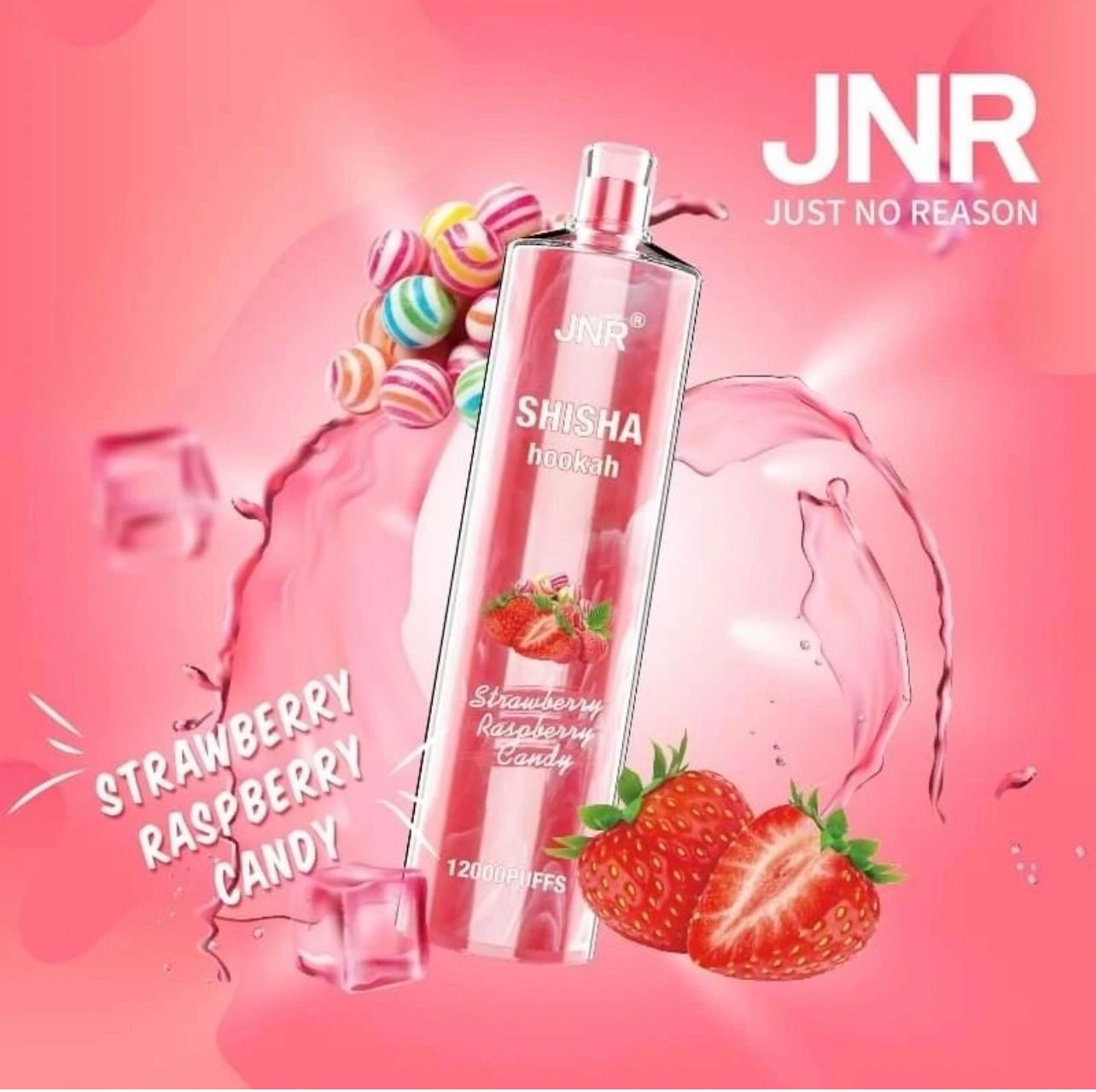 JNR Shisha Hookah 12000 Puffs Strawberry Raspberry Candy