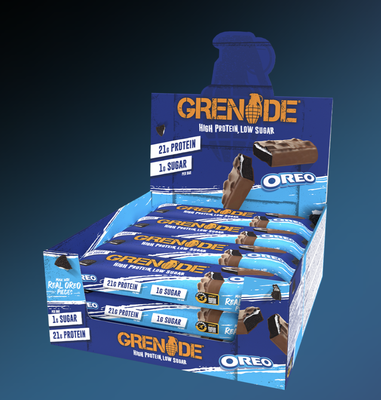 GRENADE HIGH PROTEIN, LOW SUGAR BAR 12X60G-Oreo