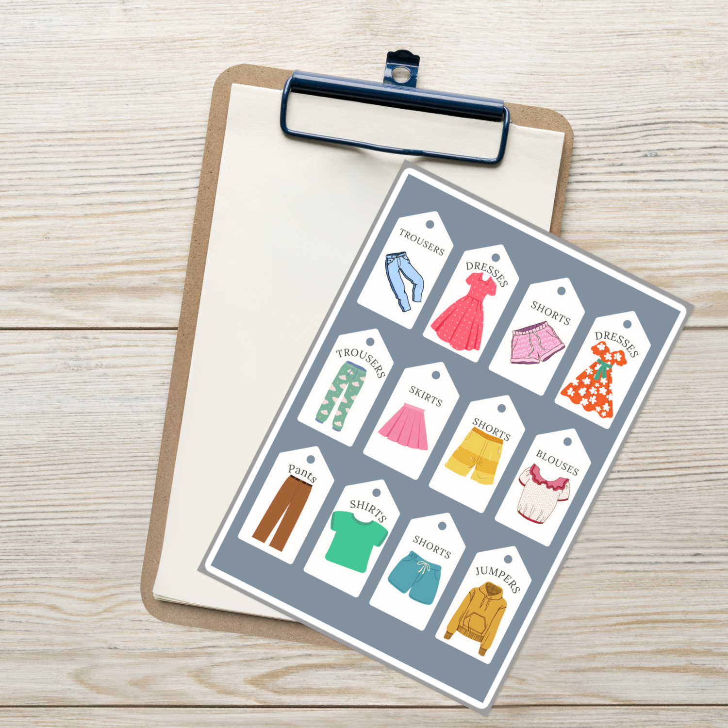 Clothes Organization Sticker sheet