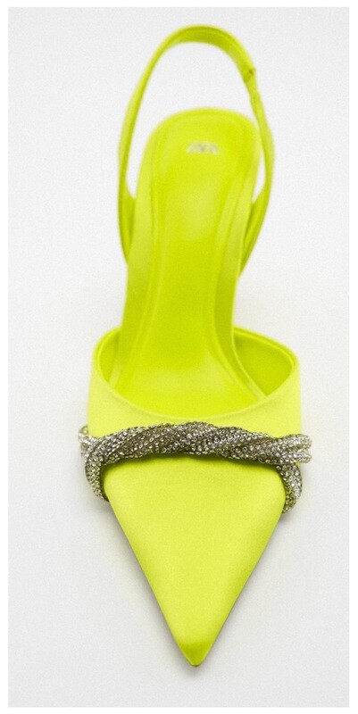 High heel satin shoes with rhinestones