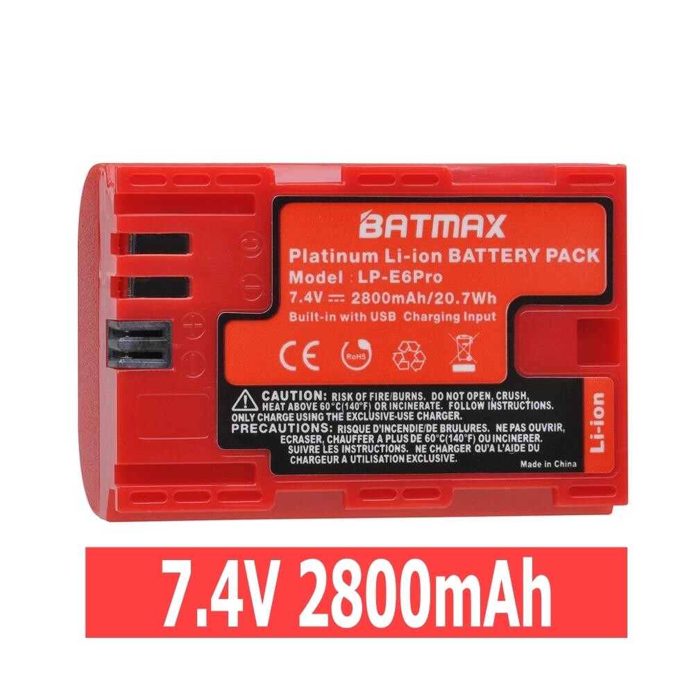 2800mAh Built-in USB LP-E6 LP E6 LPE6 LP E6N Battery Akku for Canon 5D Mark II III 7D 60D EOS 6D 70D 80D EOS 5DS R Cameras | 2 Batteries