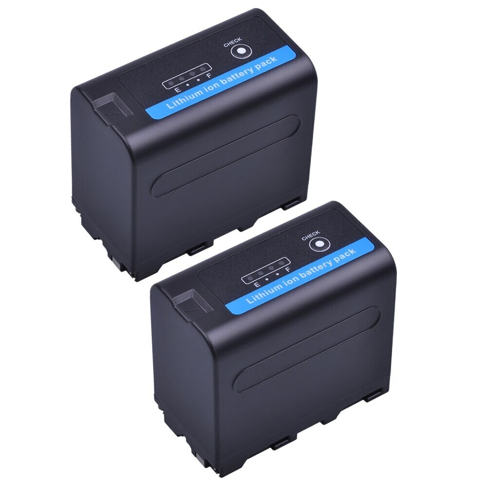 NP-F970 NP-F960 7200mAh 7.2V Battery + LCD Dual Charger for Sony F550 F570 QM91D | 2 Batteries + charger
