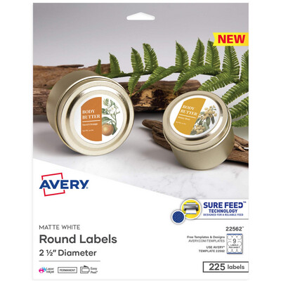 SEALED 225 Avery Round Labels 2.5”