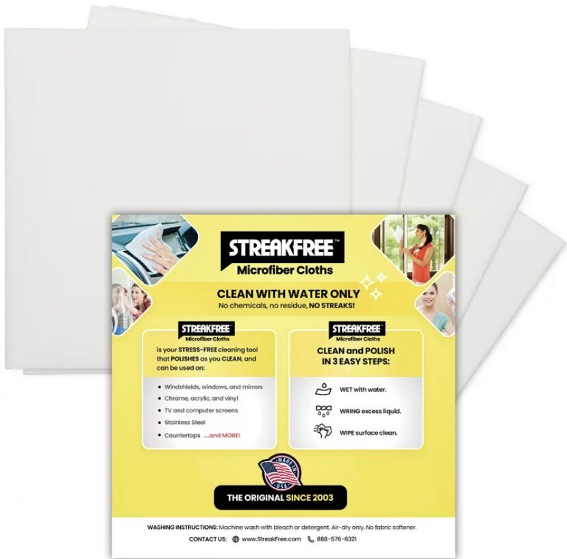 NEW 6pk Microfiber Streak Free Cleaning Cloths