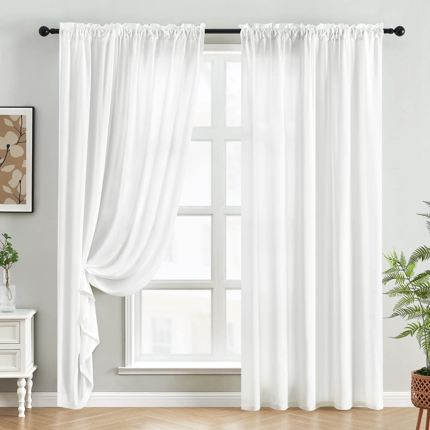 NEW 2 White Sheer Curtains 52” x 96”