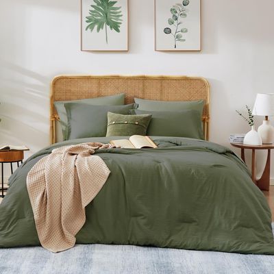 NEW 7pc Queen Comforter Set - Olive Green
