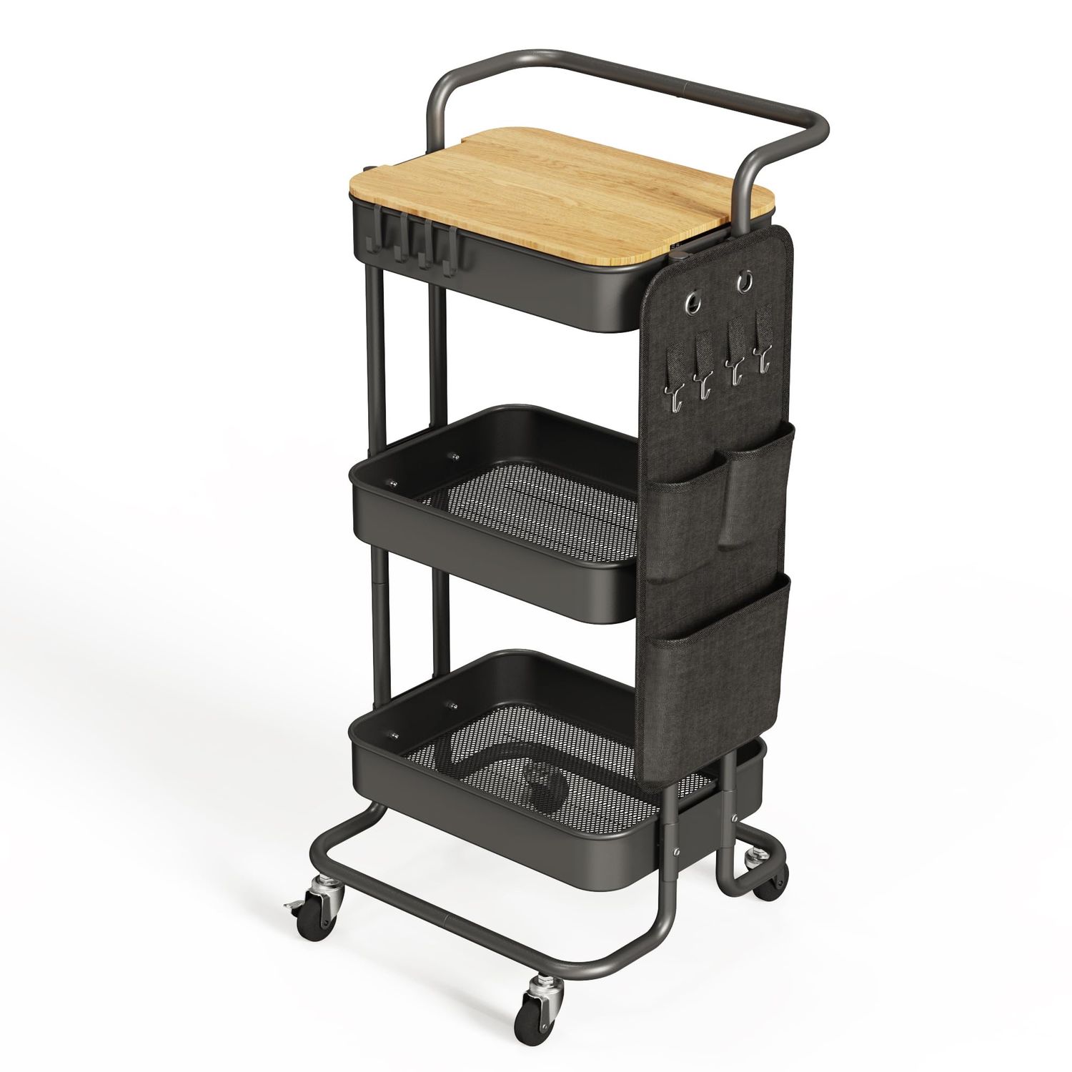 NEW 3 Tier Metal Utility Rolling Cart with Table Top