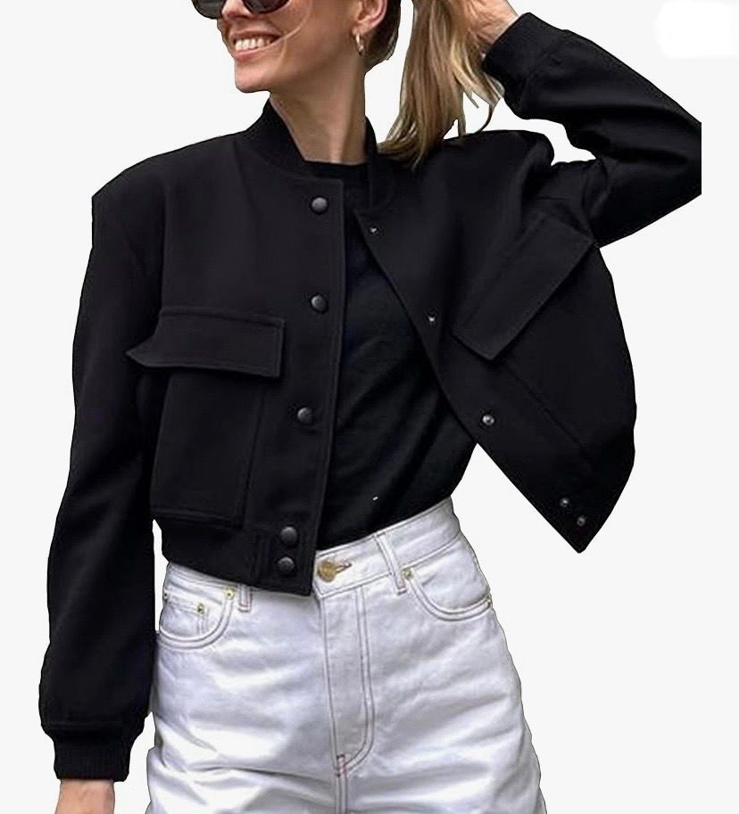 NEW Womens Cropped Bomber Jacket S