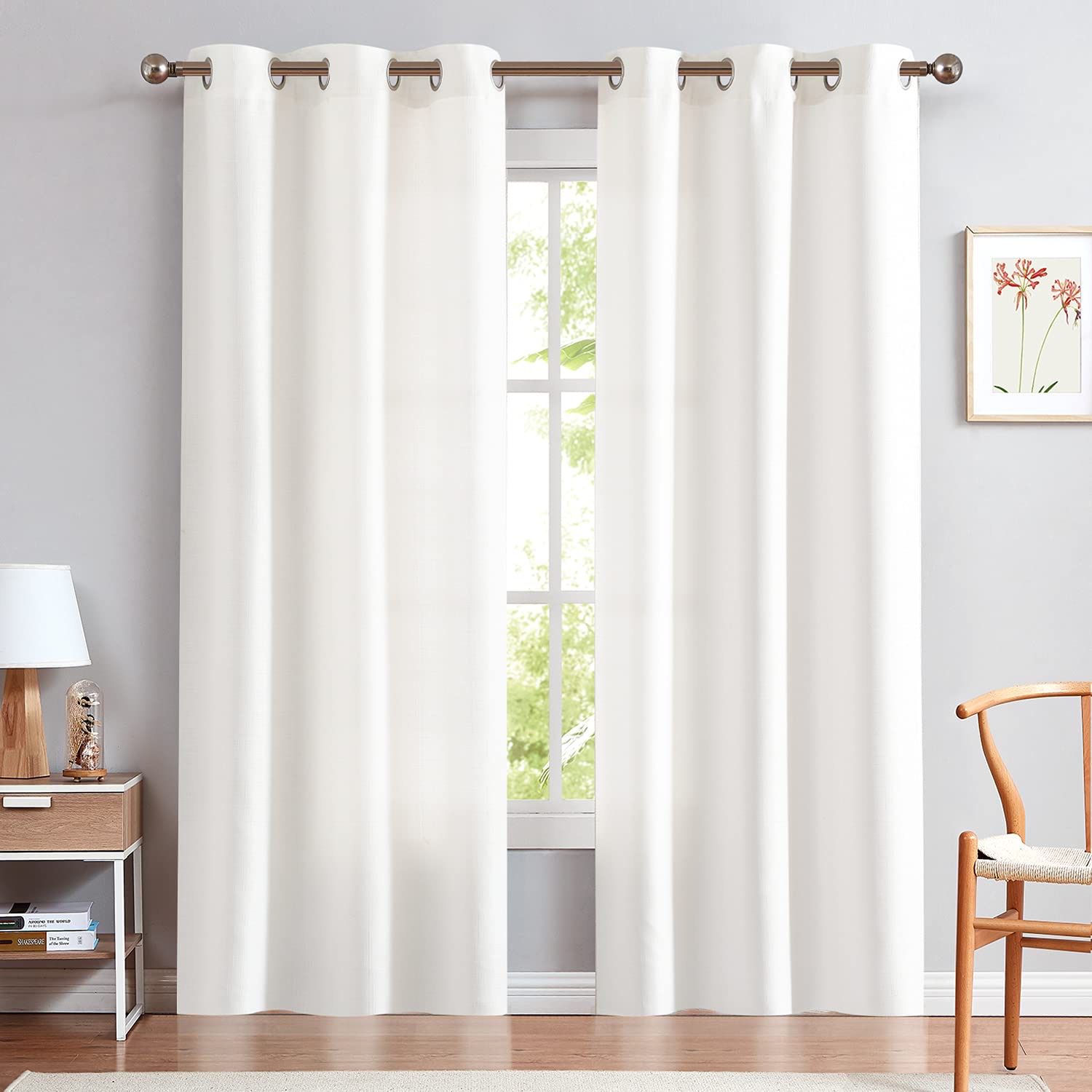 New 2pk White Linen Curtain Panels