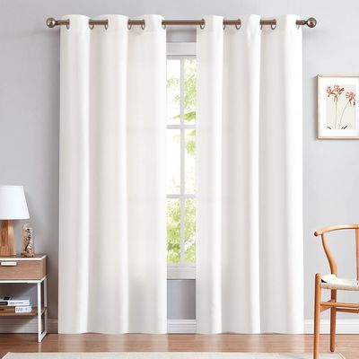 New 2pk White Linen Curtain Panels