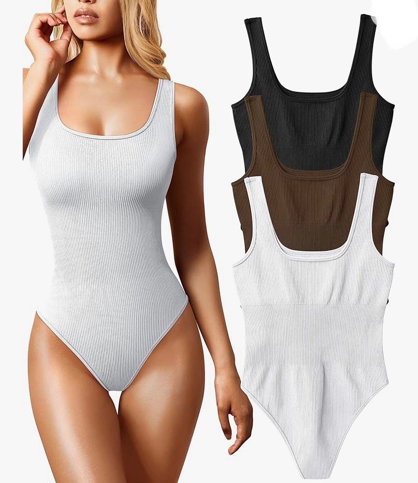 NEW 3pk Womens Bodysuits Sleeveless Ribbed S